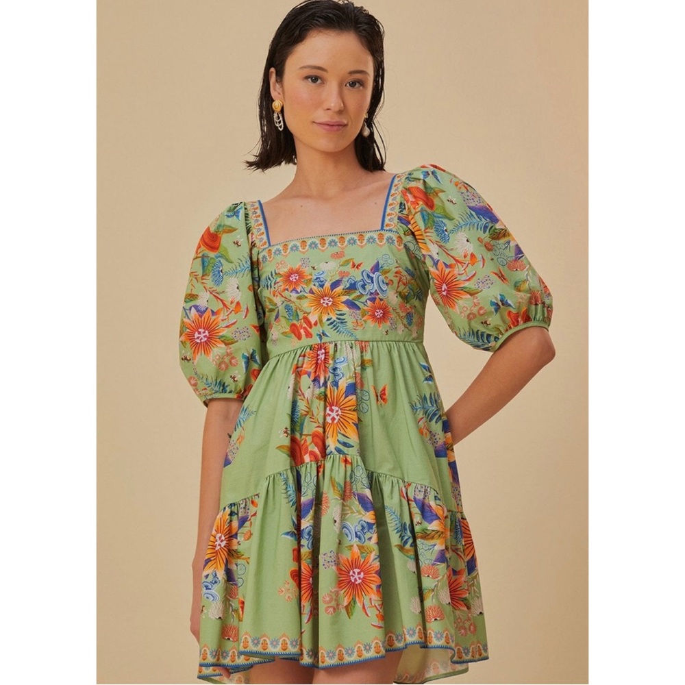 NWT FARM Rio Green Bright Yard Mini Dress